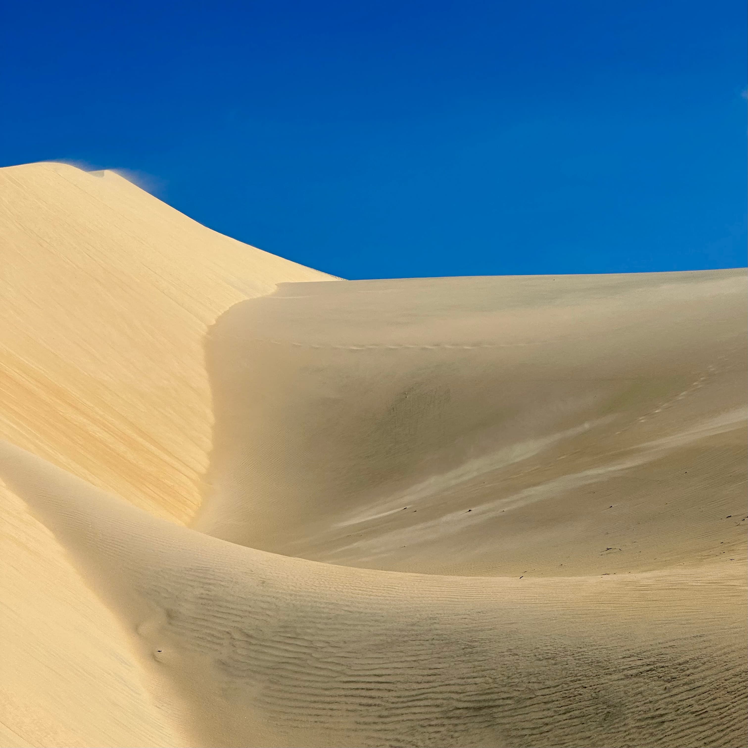 Dunas claras de Paracuru sob um céu azul intenso.